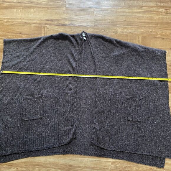 CHICO’S OS Brown Knit Wool Blend Ruana Shawl Wrap Casual Cocktail Lagenlook - Picture 13 of 16